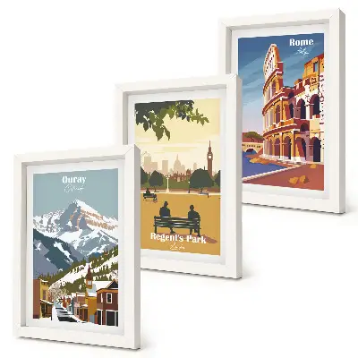 Conjunto de molduras com imagens retratos do Parque Ouray em Londres e do Coliseu em Roma