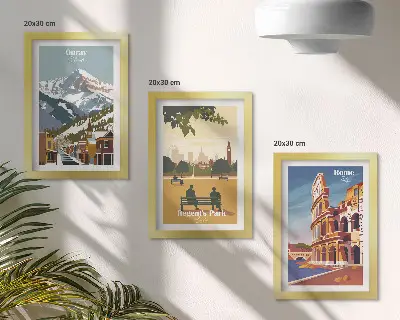 Conjunto de molduras com imagens retratos do Parque Ouray em Londres e do Coliseu em Roma