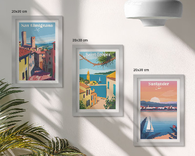 Conjunto de molduras com imagens Cidades italianas e paisagens litorâneas retrô