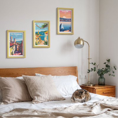 Conjunto de molduras com imagens Cidades italianas e paisagens litorâneas retrô
