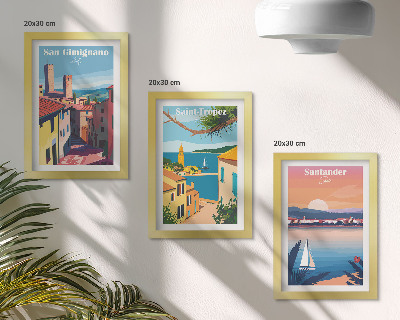 Conjunto de molduras com imagens Cidades italianas e paisagens litorâneas retrô