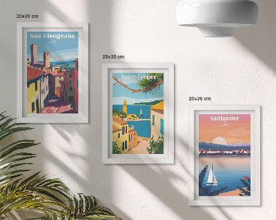 Conjunto de molduras com imagens Cidades italianas e paisagens litorâneas retrô