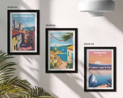 Conjunto de molduras com imagens Cidades italianas e paisagens litorâneas retrô
