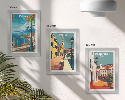 Conjunto de molduras com imagens Cidades populares em estilo ilustrativo retrô