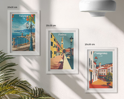 Conjunto de molduras com imagens Cidades populares em estilo ilustrativo retrô