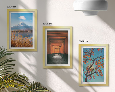 Conjunto de molduras com imagens Paisagens japonesas, natureza e arquitetura da Ásia