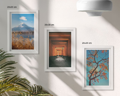 Conjunto de molduras com imagens Paisagens japonesas, natureza e arquitetura da Ásia