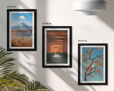 Conjunto de molduras com imagens Paisagens japonesas, natureza e arquitetura da Ásia