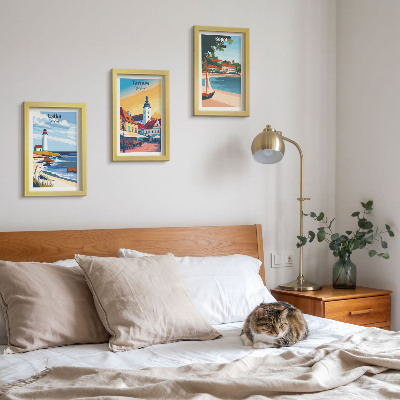 Conjunto de molduras com imagens Vistas das cidades polonesas Ustka Tarnów Sopot