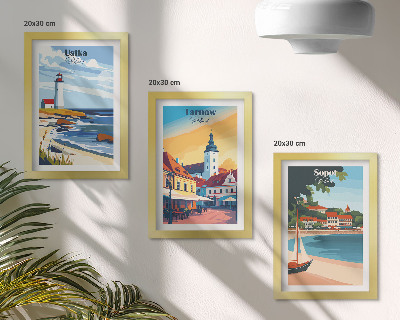 Conjunto de molduras com imagens Vistas das cidades polonesas Ustka Tarnów Sopot
