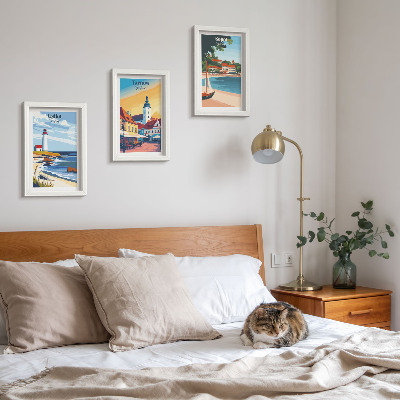 Conjunto de molduras com imagens Vistas das cidades polonesas Ustka Tarnów Sopot