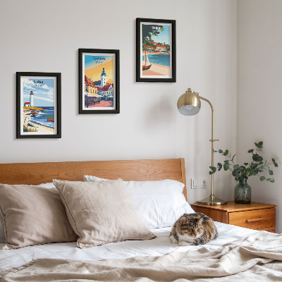 Conjunto de molduras com imagens Vistas das cidades polonesas Ustka Tarnów Sopot