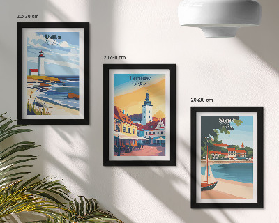 Conjunto de molduras com imagens Vistas das cidades polonesas Ustka Tarnów Sopot