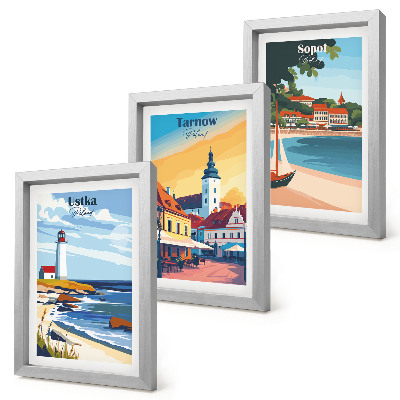 Conjunto de molduras com imagens Vistas das cidades polonesas Ustka Tarnów Sopot