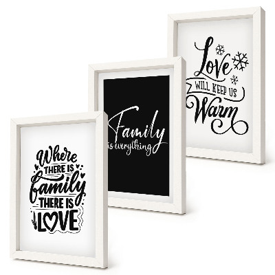 Tríptico com moldura Família, amor, aconchego, lar, frases inspiradoras
