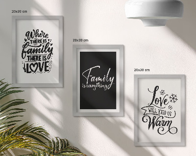 Tríptico com moldura Família, amor, aconchego, lar, frases inspiradoras