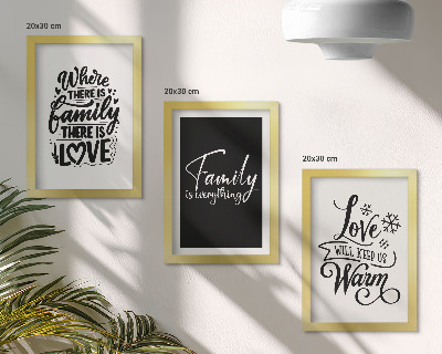 Tríptico com moldura Família, amor, aconchego, lar, frases inspiradoras