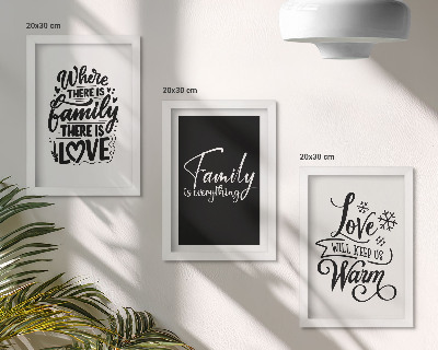 Tríptico com moldura Família, amor, aconchego, lar, frases inspiradoras