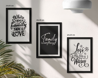 Tríptico com moldura Família, amor, aconchego, lar, frases inspiradoras