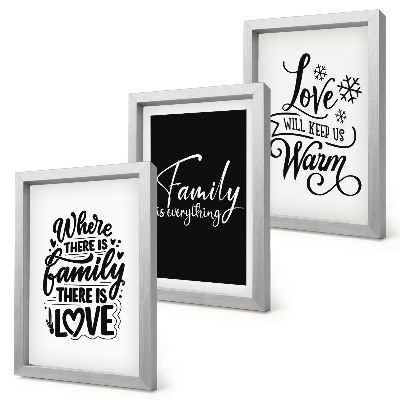 Tríptico com moldura Família, amor, aconchego, lar, frases inspiradoras