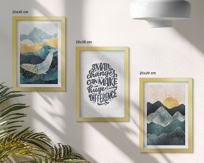 Conjunto de 3 quadros decorativos Inscrição inspiradora de paisagens montanhosas abstratas