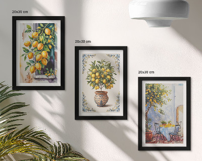 Conjunto de molduras com imagens Limoeiros e frutos em um local ensolarado