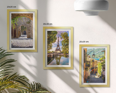 Conjunto de 3 quadros decorativos Ruas belíssimas, arquitetura histórica, Torre Eiffel