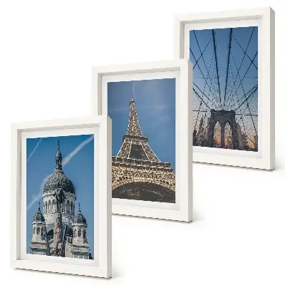 Conjunto de quadros com imagens vistas de edifícios famosos ao redor do mundo