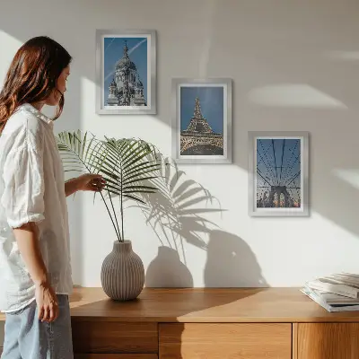 Conjunto de quadros com imagens vistas de edifícios famosos ao redor do mundo