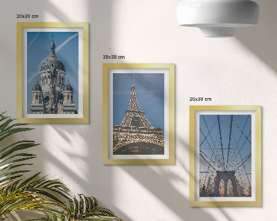 Conjunto de molduras com imagens Vistas de edifícios famosos de várias cidades ao redor do mundo.