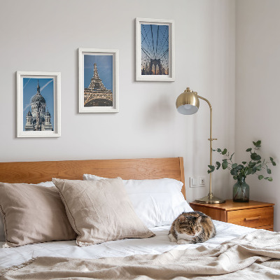 Conjunto de molduras com imagens Vistas de edifícios famosos de várias cidades ao redor do mundo.