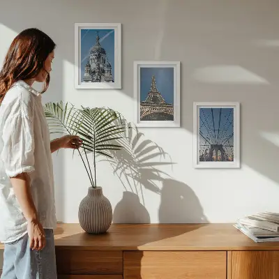 Conjunto de quadros com imagens vistas de edifícios famosos ao redor do mundo