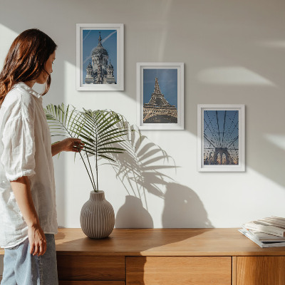 Conjunto de molduras com imagens Vistas de edifícios famosos de várias cidades ao redor do mundo.