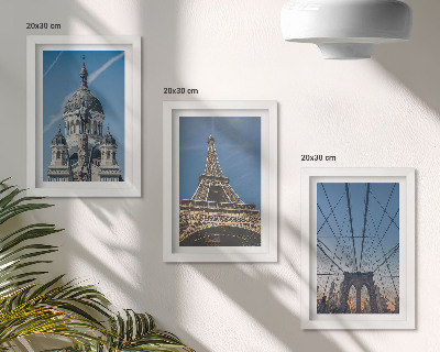 Conjunto de molduras com imagens Vistas de edifícios famosos de várias cidades ao redor do mundo.