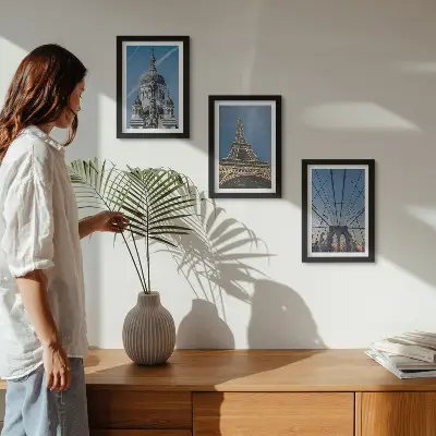 Conjunto de quadros com imagens vistas de edifícios famosos ao redor do mundo