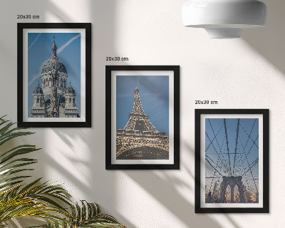 Conjunto de molduras com imagens Vistas de edifícios famosos de várias cidades ao redor do mundo.