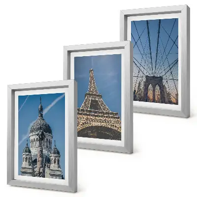 Conjunto de quadros com imagens vistas de edifícios famosos ao redor do mundo