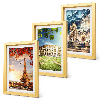 Conjunto de molduras com imagens Monumentos da Europa nas cores quentes da paisagem.