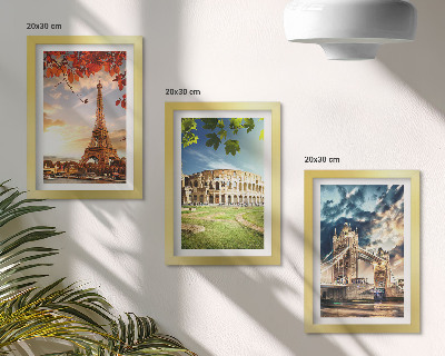 Conjunto de molduras com imagens Monumentos da Europa nas cores quentes da paisagem.