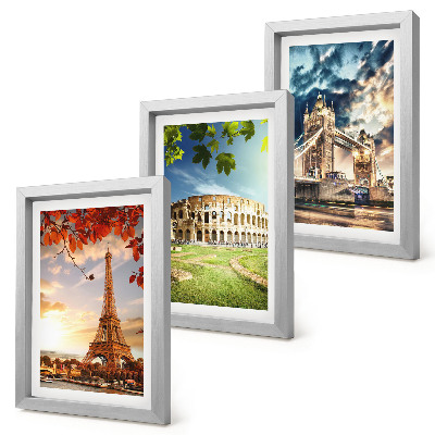 Conjunto de molduras com imagens Monumentos da Europa nas cores quentes da paisagem.
