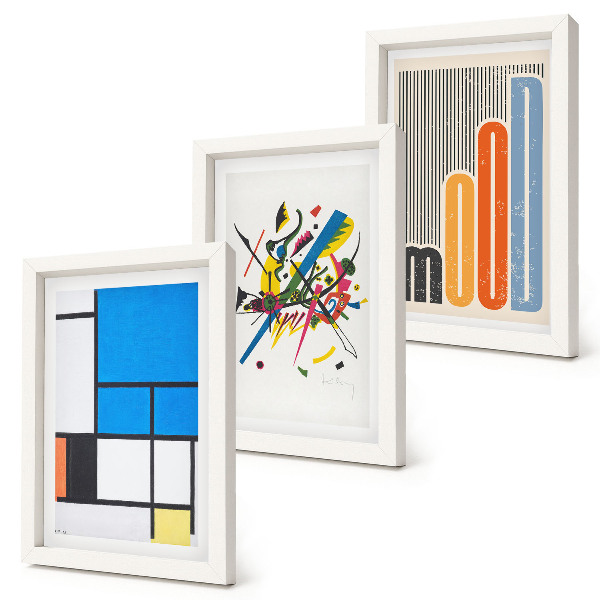 Conjunto de 3 quadros decorativos Composições abstratas modernas com formas geométricas.