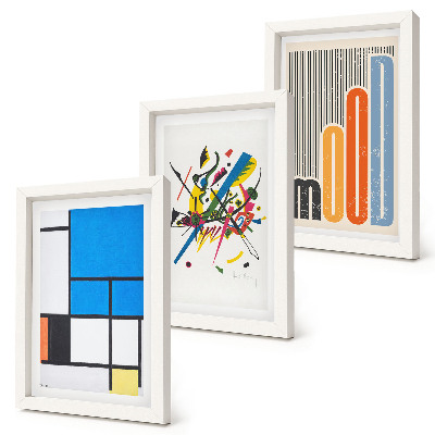 Conjunto de 3 quadros decorativos Composições abstratas modernas com formas geométricas.