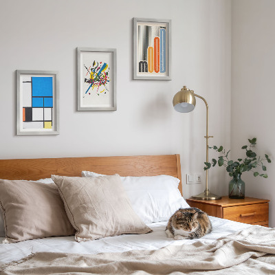 Conjunto de 3 quadros decorativos Composições abstratas modernas com formas geométricas.