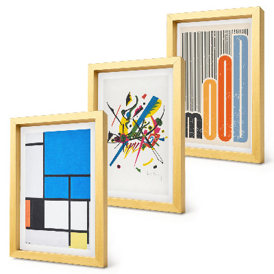 Conjunto de 3 quadros decorativos Composições abstratas modernas com formas geométricas.