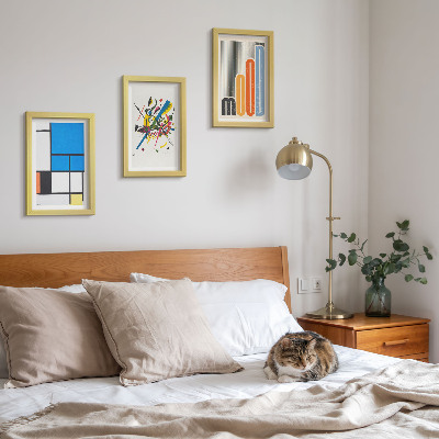Conjunto de 3 quadros decorativos Composições abstratas modernas com formas geométricas.