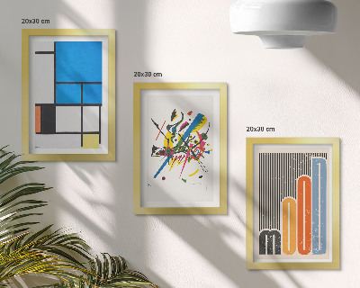 Conjunto de 3 quadros decorativos Composições abstratas modernas com formas geométricas.