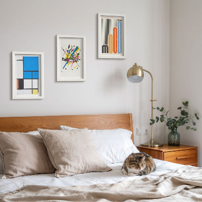 Conjunto de 3 quadros decorativos Composições abstratas modernas com formas geométricas.
