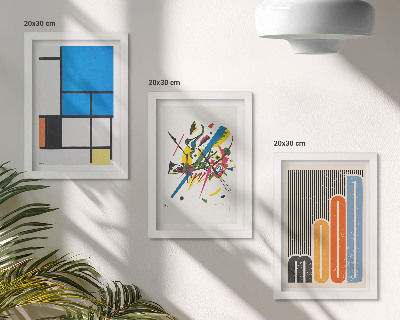 Conjunto de 3 quadros decorativos Composições abstratas modernas com formas geométricas.