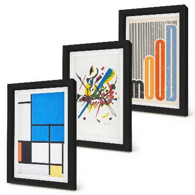 Conjunto de 3 quadros decorativos Composições abstratas modernas com formas geométricas.