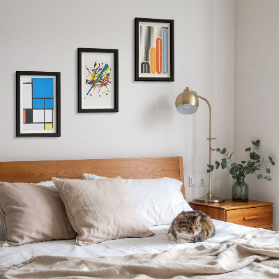 Conjunto de 3 quadros decorativos Composições abstratas modernas com formas geométricas.